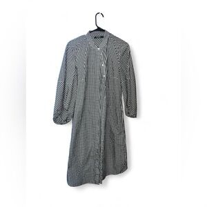 Lauren Ralph Lauren Black and White Gingham Shirt Dress with Puffed Sleeves